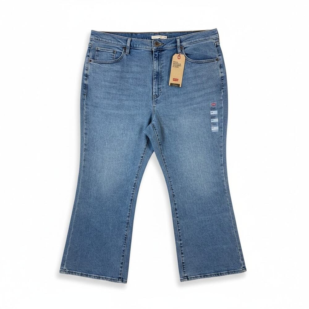 NWT Levis Plus Size Womens High Waisted Cropped Flare Jeans Medium Wash 24W